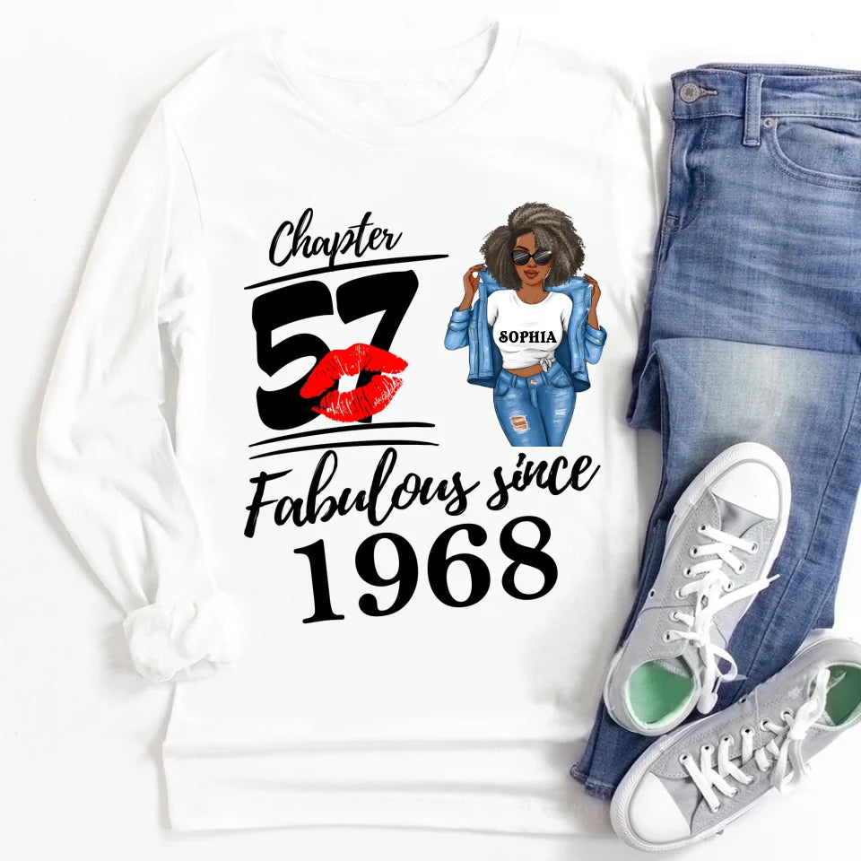 Chapter 57, Fabulous Since 1968 57th Birthday Unique T Shirt For Woman, Custom Birthday Shirt, Her Gifts For 57 Years Old , Turning 57 Birthday Cotton Shirt