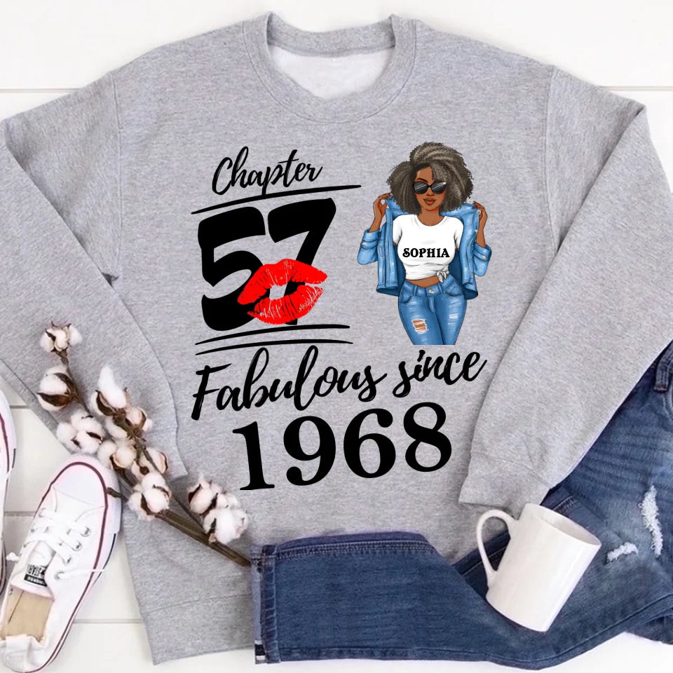 Chapter 57, Fabulous Since 1968 57th Birthday Unique T Shirt For Woman, Custom Birthday Shirt, Her Gifts For 57 Years Old , Turning 57 Birthday Cotton Shirt