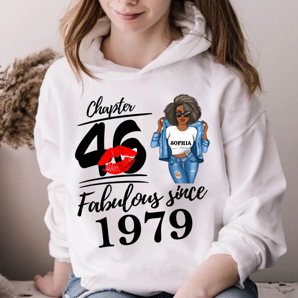 Chapter 46, Fabulous Since 1979 46th Birthday Unique T Shirt For Woman, Custom Birthday Shirt, Her Gifts For 46 Years Old , Turning 46 Birthday Cotton Shirt