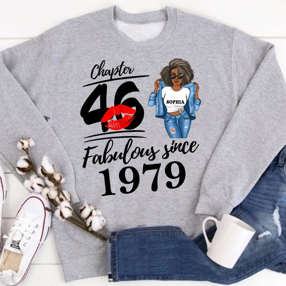 Chapter 46, Fabulous Since 1979 46th Birthday Unique T Shirt For Woman, Custom Birthday Shirt, Her Gifts For 46 Years Old , Turning 46 Birthday Cotton Shirt