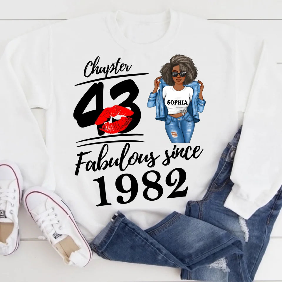 Chapter 43, Fabulous Since 1982 43th Birthday Unique T Shirt For Woman, Custom Birthday Shirt, Her Gifts For 43 Years Old , Turning 43 Birthday Cotton Shirt