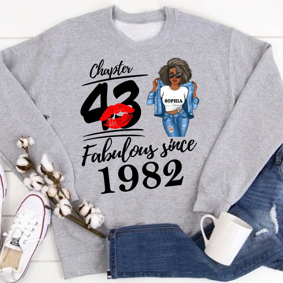 Chapter 43, Fabulous Since 1982 43th Birthday Unique T Shirt For Woman, Custom Birthday Shirt, Her Gifts For 43 Years Old , Turning 43 Birthday Cotton Shirt