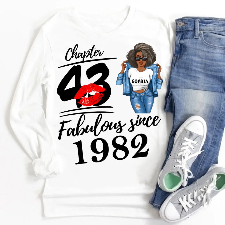 Chapter 43, Fabulous Since 1982 43th Birthday Unique T Shirt For Woman, Custom Birthday Shirt, Her Gifts For 43 Years Old , Turning 43 Birthday Cotton Shirt