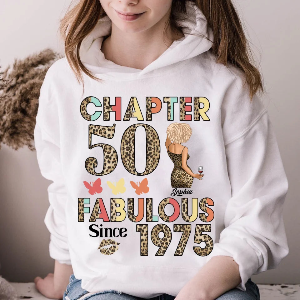 Chapter 50, Fabulous Since 1975 50th Birthday Unique T Shirt For Woman, Custom Birthday Shirt, Her Gifts For 50 Years Old , Turning 50 Birthday Cotton Shirt