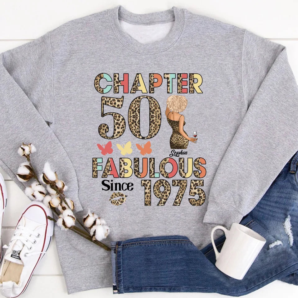 Chapter 50, Fabulous Since 1975 50th Birthday Unique T Shirt For Woman, Custom Birthday Shirt, Her Gifts For 50 Years Old , Turning 50 Birthday Cotton Shirt