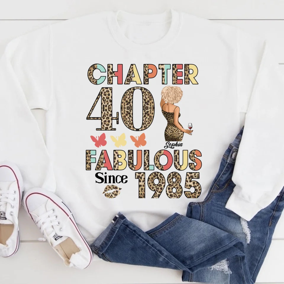 Chapter 40, Fabulous Since 1985 40th Birthday Unique T Shirt For Woman, Custom Birthday Shirt, Her Gifts For 40 Years Old , Turning 40 Birthday Cotton Shirt