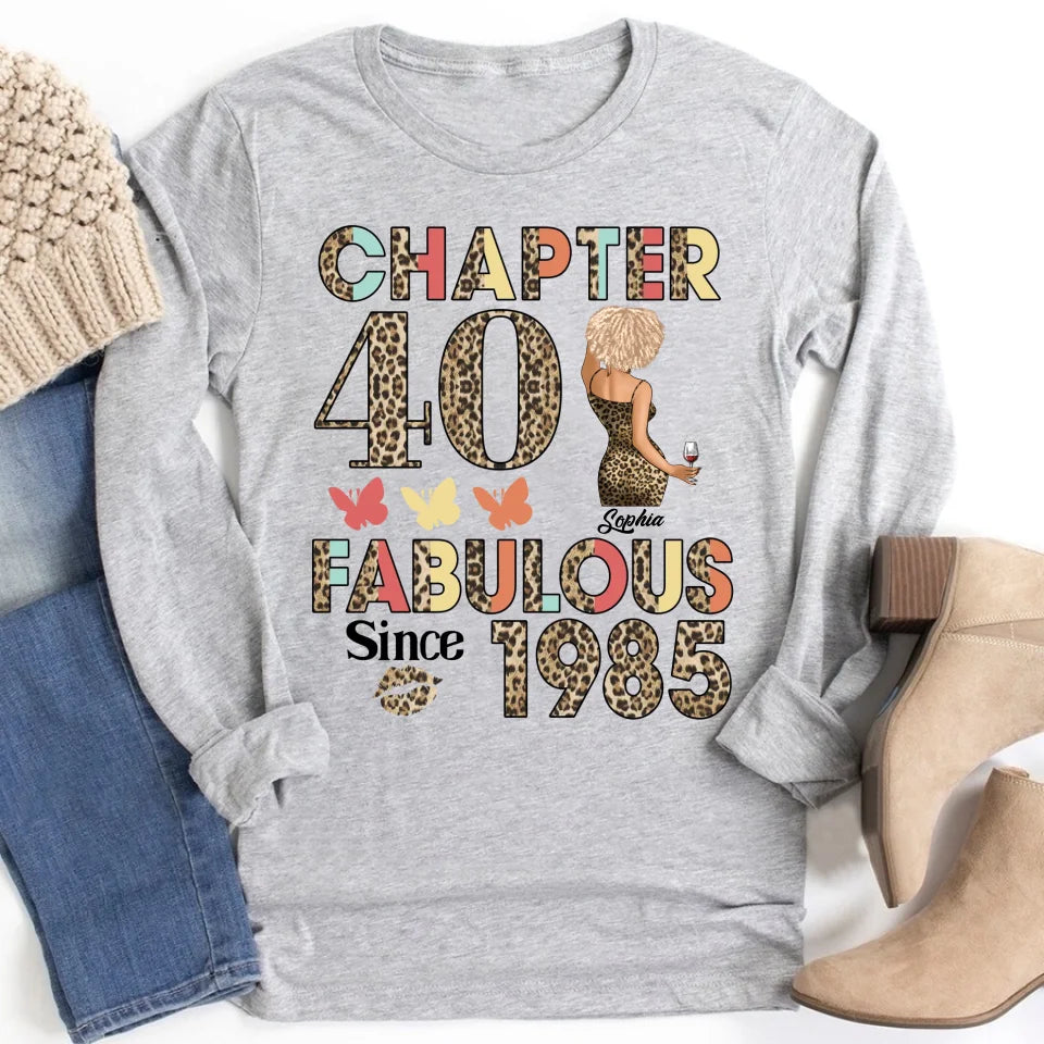 Chapter 40, Fabulous Since 1985 40th Birthday Unique T Shirt For Woman, Custom Birthday Shirt, Her Gifts For 40 Years Old , Turning 40 Birthday Cotton Shirt