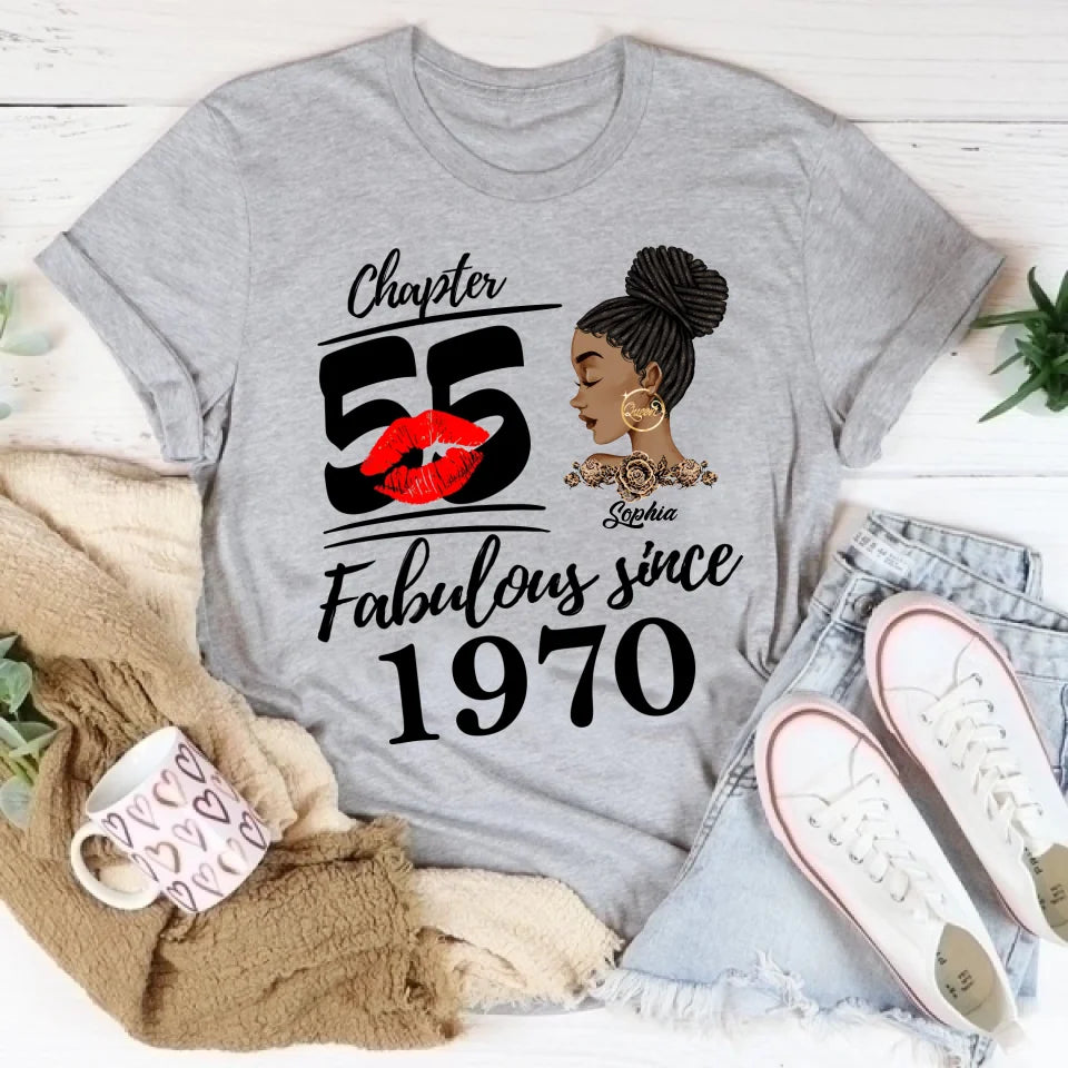 Custom Birthday Shirts, Chapter 55, Fabulous Since 1970 55th Birthday Unique T Shirt For Woman, Her Gifts For 55 Years Old, Turning 55 Birthday Cotton Shirt