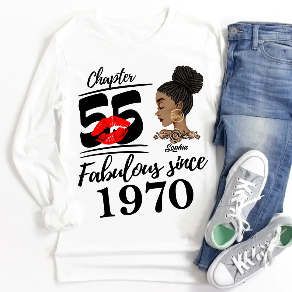 Custom Birthday Shirts, Chapter 55, Fabulous Since 1970 55th Birthday Unique T Shirt For Woman, Her Gifts For 55 Years Old, Turning 55 Birthday Cotton Shirt