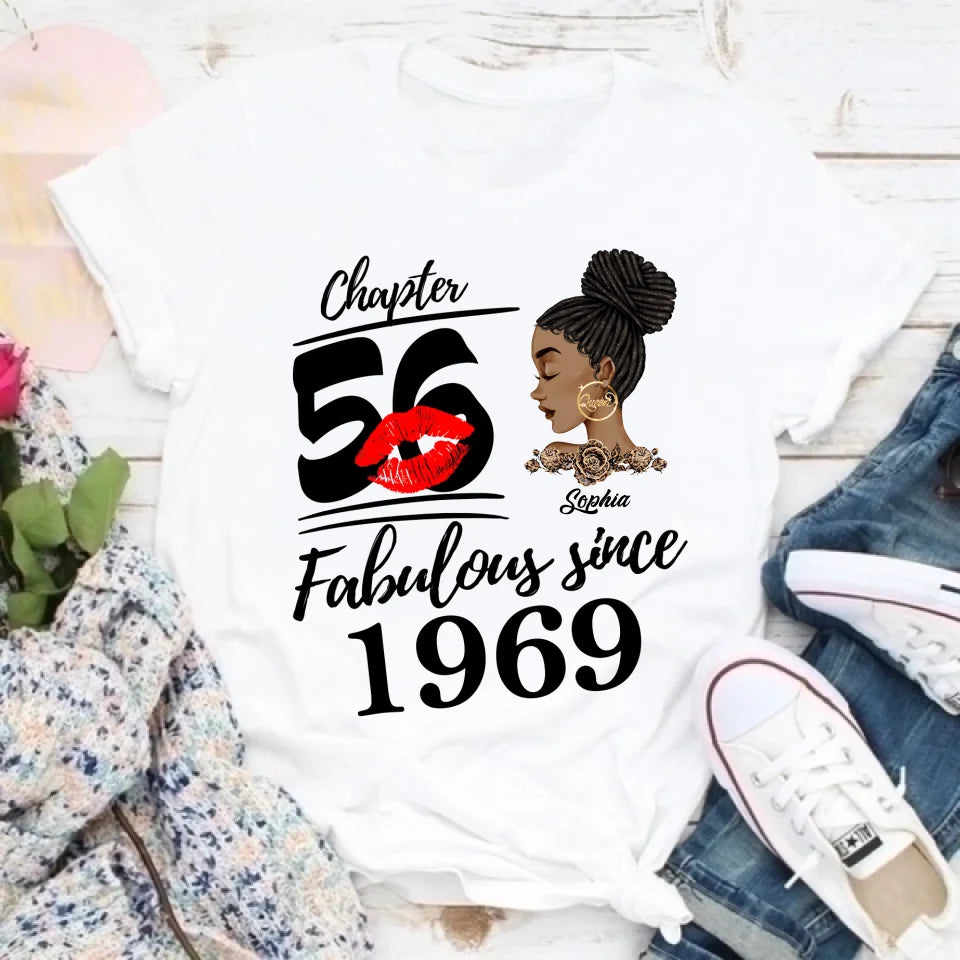 Custom Birthday Shirts, Chapter 56, Fabulous Since 1969 56th Birthday Unique T Shirt For Woman, Her Gifts For 56 Years Old, Turning 56 Birthday Cotton Shirt