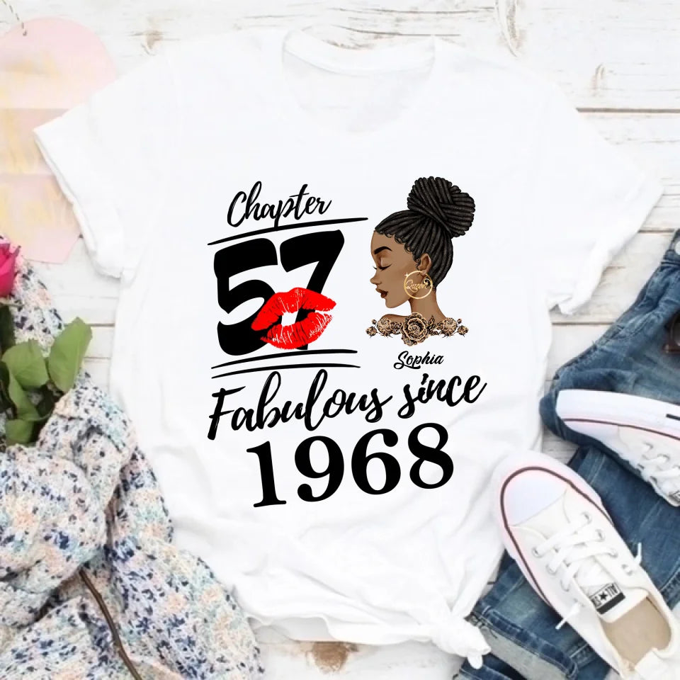 Custom Birthday Shirts, Chapter 57, Fabulous Since 1968 57th Birthday Unique T Shirt For Woman, Her Gifts For 57 Years Old, Turning 56 Birthday Cotton Shirt