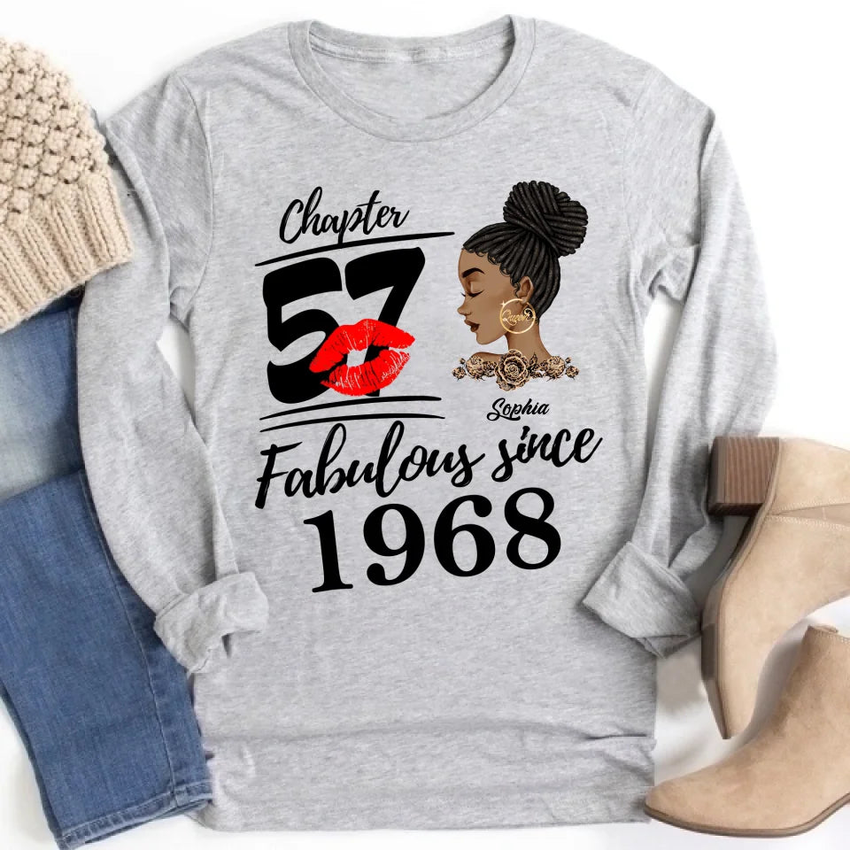 Custom Birthday Shirts, Chapter 57, Fabulous Since 1968 57th Birthday Unique T Shirt For Woman, Her Gifts For 57 Years Old, Turning 56 Birthday Cotton Shirt