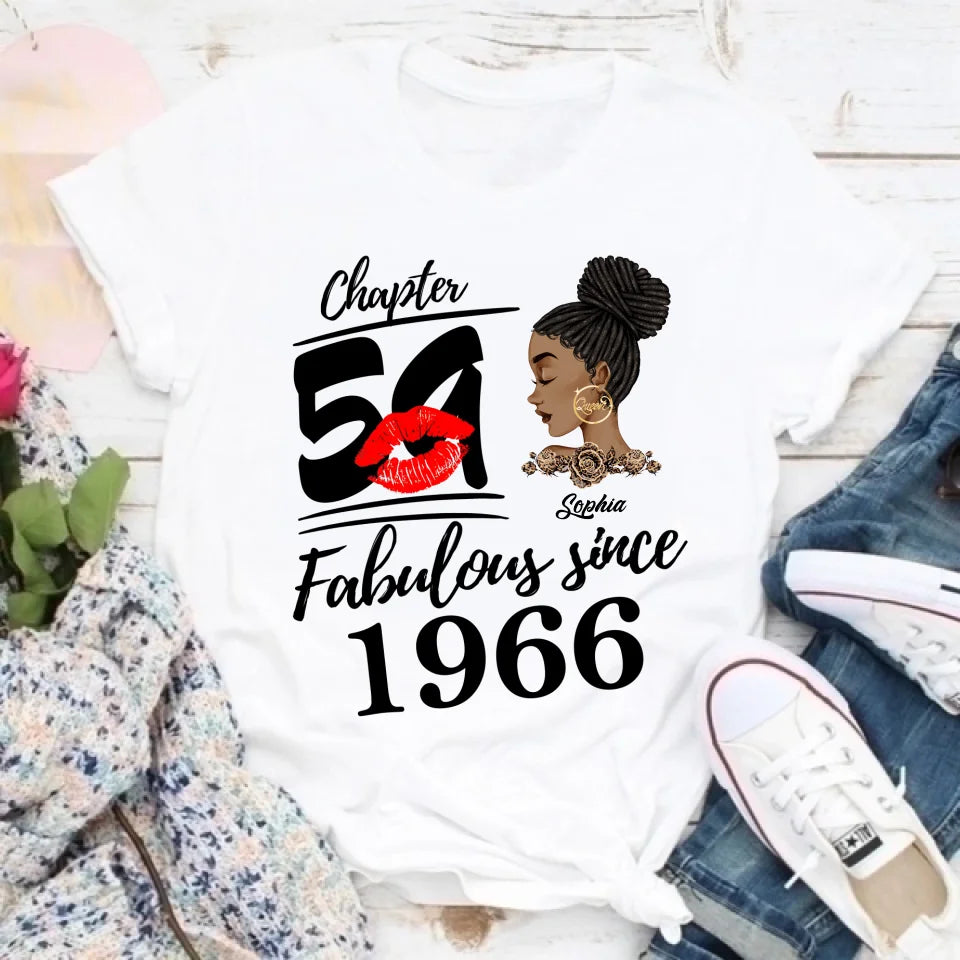 Custom Birthday Shirts, Chapter 59, Fabulous Since 1966 59th Birthday Unique T Shirt For Woman, Her Gifts For 59 Years Old, Turning 59 Birthday Cotton Shirt
