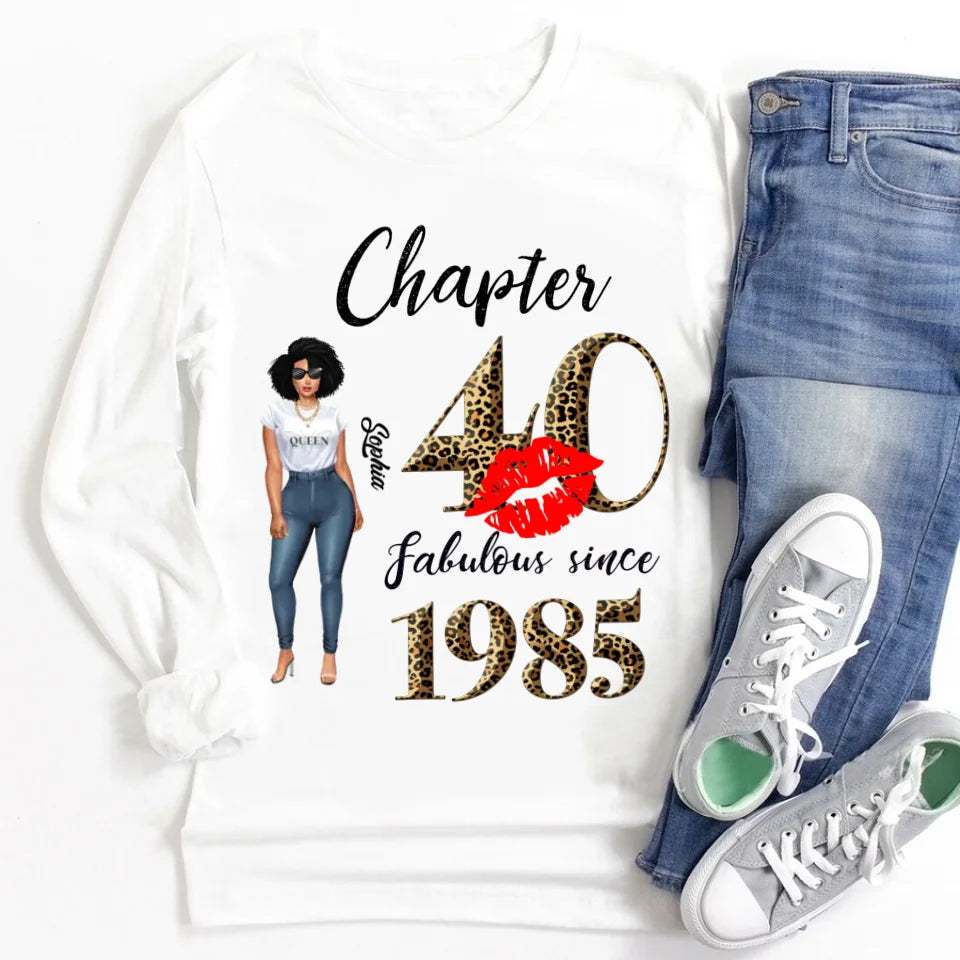 Chapter 40, Fabulous Since 1985 40th Birthday Unique T Shirt For Woman, Custom Birthday Shirt, Her Gifts For 40 Years Old , Turning 40 Birthday Cotton Shirt