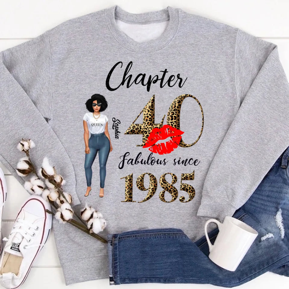 Chapter 40, Fabulous Since 1985 40th Birthday Unique T Shirt For Woman, Custom Birthday Shirt, Her Gifts For 40 Years Old , Turning 40 Birthday Cotton Shirt
