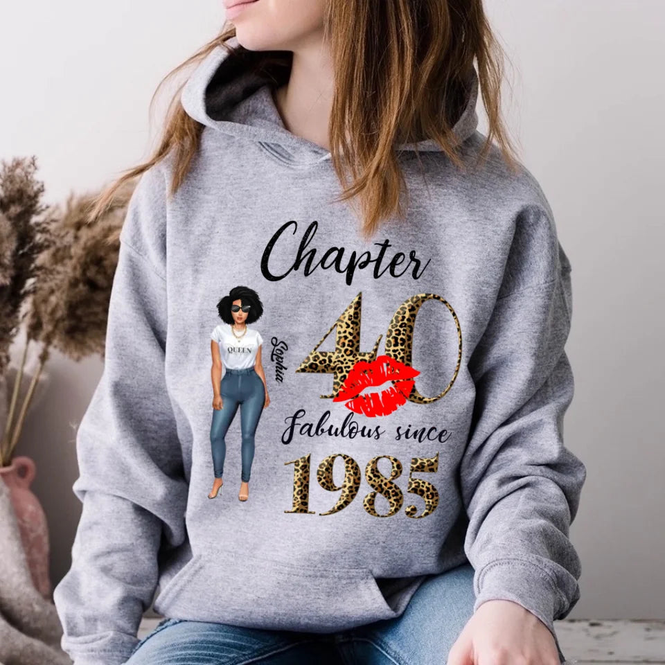 Chapter 40, Fabulous Since 1985 40th Birthday Unique T Shirt For Woman, Custom Birthday Shirt, Her Gifts For 40 Years Old , Turning 40 Birthday Cotton Shirt
