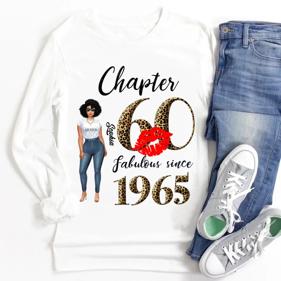 Chapter 60, Fabulous Since 1965 60th Birthday Unique T Shirt For Woman, Custom Birthday Shirt, Her Gifts For 60 Years Old , Turning 60 Birthday Cotton Shirt