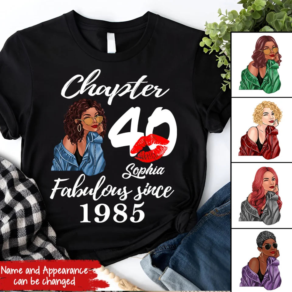 Chapter 40, Fabulous Since 1985 40th Birthday Unique T Shirt For Woman, Custom Birthday Shirt, Her Gifts For 40 Years Old , Turning 40 Birthday Cotton Shirt