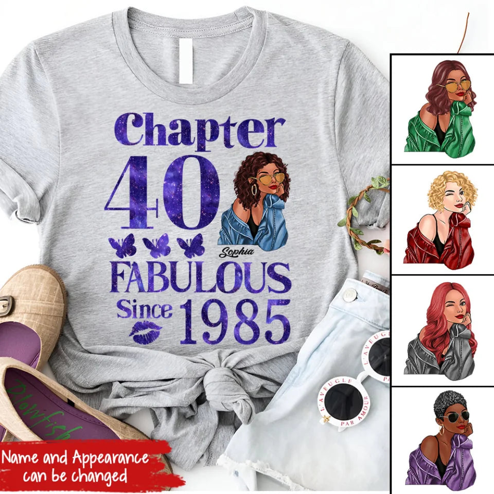 Chapter 40, Fabulous Since 1985 40th Birthday Unique T Shirt For Woman, Custom Birthday Shirt, Her Gifts For 40 Years Old , Turning 40 Birthday Cotton Shirt
