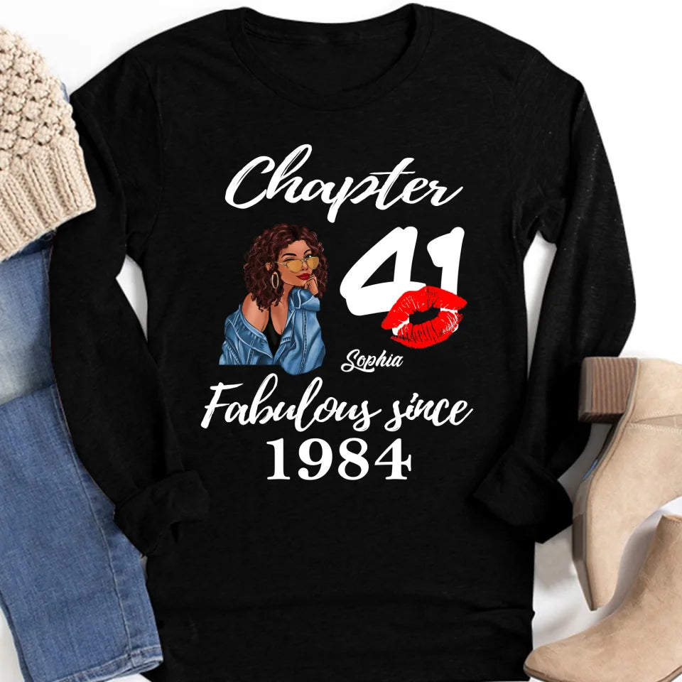 Custom Birthday Shirts, Chapter 41, Fabulous Since 1984 41st Birthday Unique T Shirt For Woman, Her Gifts For 41 Years Old, Turning 41 Birthday Cotton Shirt