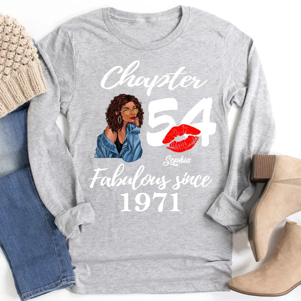 Custom Birthday Shirts, Chapter 54, Fabulous Since 1971 54th Birthday Unique T Shirt For Woman, Her Gifts For 54 Years Old, Turning 54 Birthday Cotton Shirt