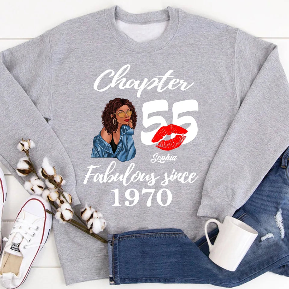 Custom Birthday Shirts, Chapter 55, Fabulous Since 1970 55th Birthday Unique T Shirt For Woman, Her Gifts For 55 Years Old, Turning 55 Birthday Cotton Shirt