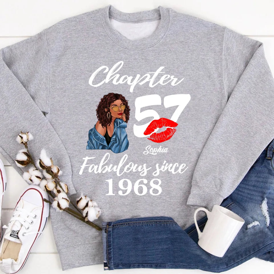 Custom Birthday Shirts, Chapter 57, Fabulous Since 1968 57th Birthday Unique T Shirt For Woman, Her Gifts For 57 Years Old, Turning 57 Birthday Cotton Shirt