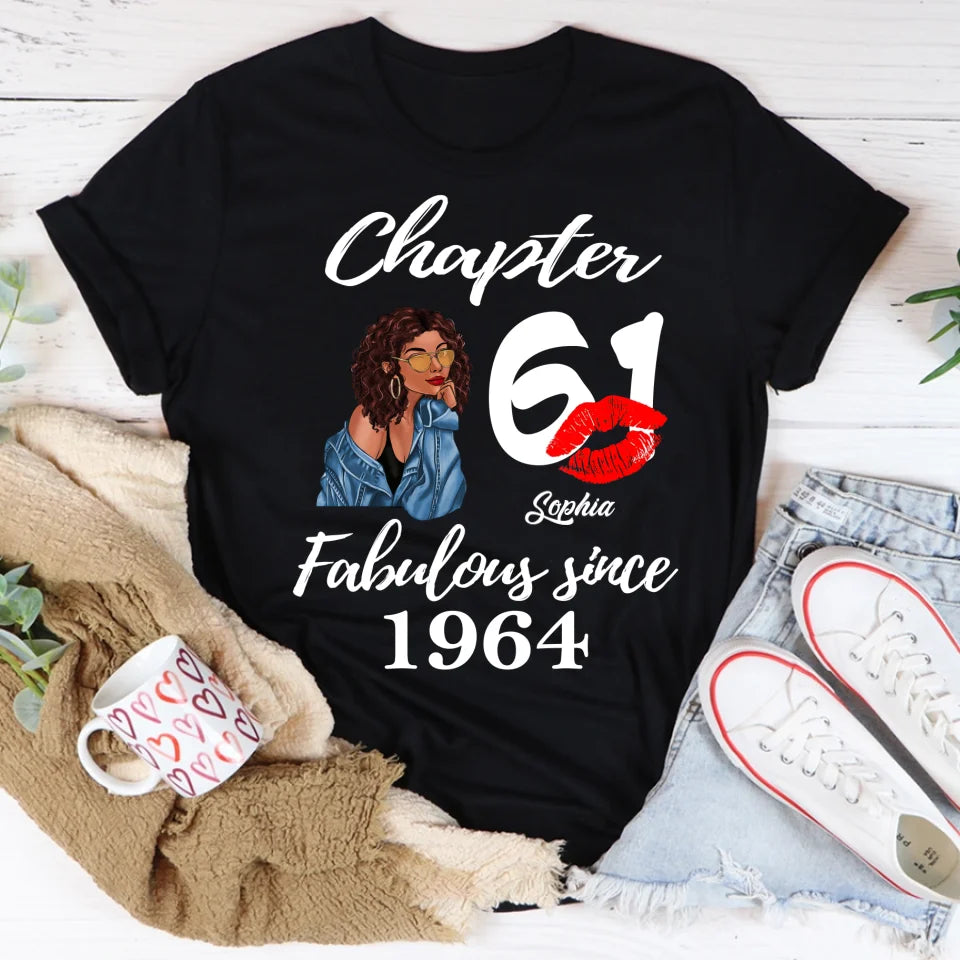 Custom Birthday Shirts, Chapter 61, Fabulous Since 1964 61st Birthday Unique T Shirt For Woman, Her Gifts For 61 Years Old, Turning 61 Birthday Cotton Shirt