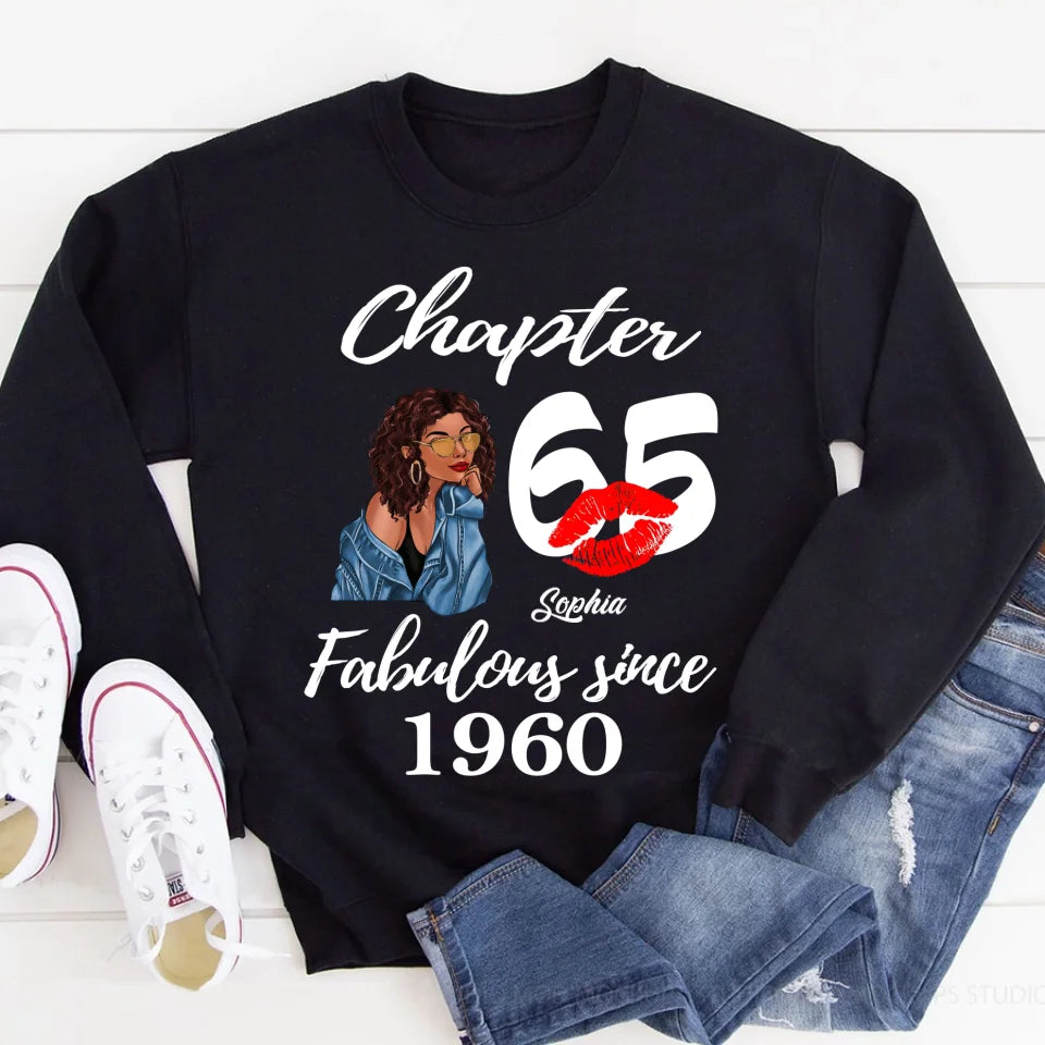 Custom Birthday Shirts, Chapter 65, Fabulous Since 1960 65th Birthday Unique T Shirt For Woman, Her Gifts For 65 Years Old, Turning 65 Birthday Cotton Shirt