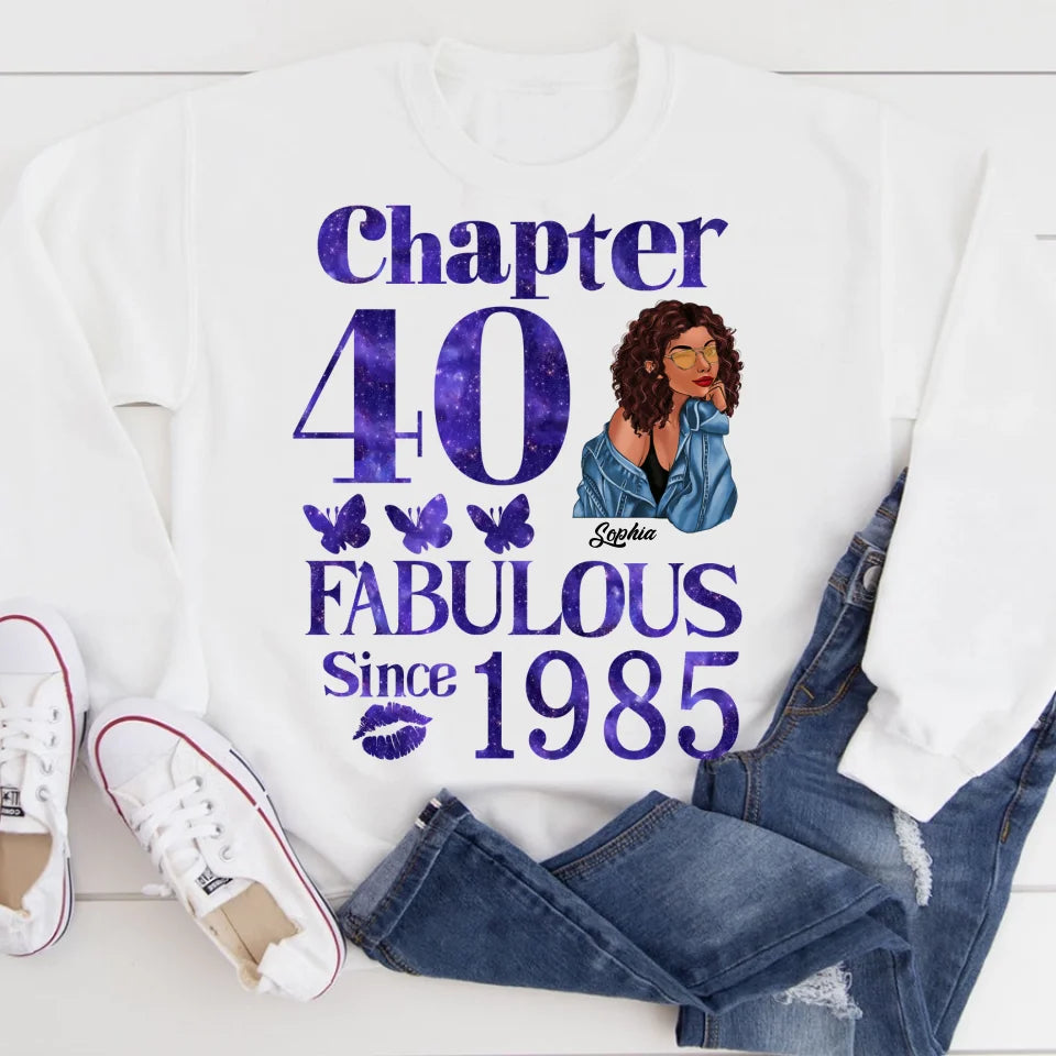 Chapter 40, Fabulous Since 1985 40th Birthday Unique T Shirt For Woman, Custom Birthday Shirt, Her Gifts For 40 Years Old , Turning 40 Birthday Cotton Shirt