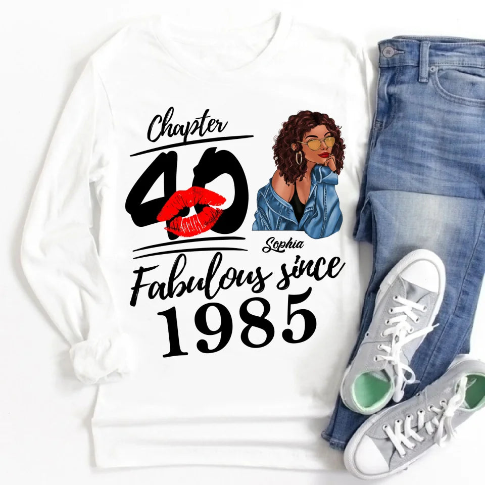 Chapter 40, Fabulous Since 1985 40th Birthday Unique T Shirt For Woman, Custom Birthday Shirt, Her Gifts For 40 Years Old , Turning 40 Birthday Cotton Shirt