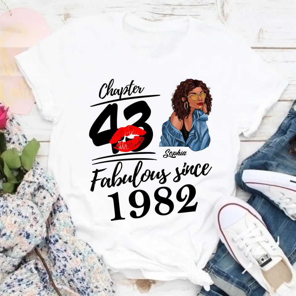 Chapter 43, Fabulous Since 1982 43th Birthday Unique T Shirt For Woman, Custom Birthday Shirt, Her Gifts For 43 Years Old , Turning 43 Birthday Cotton Shirt
