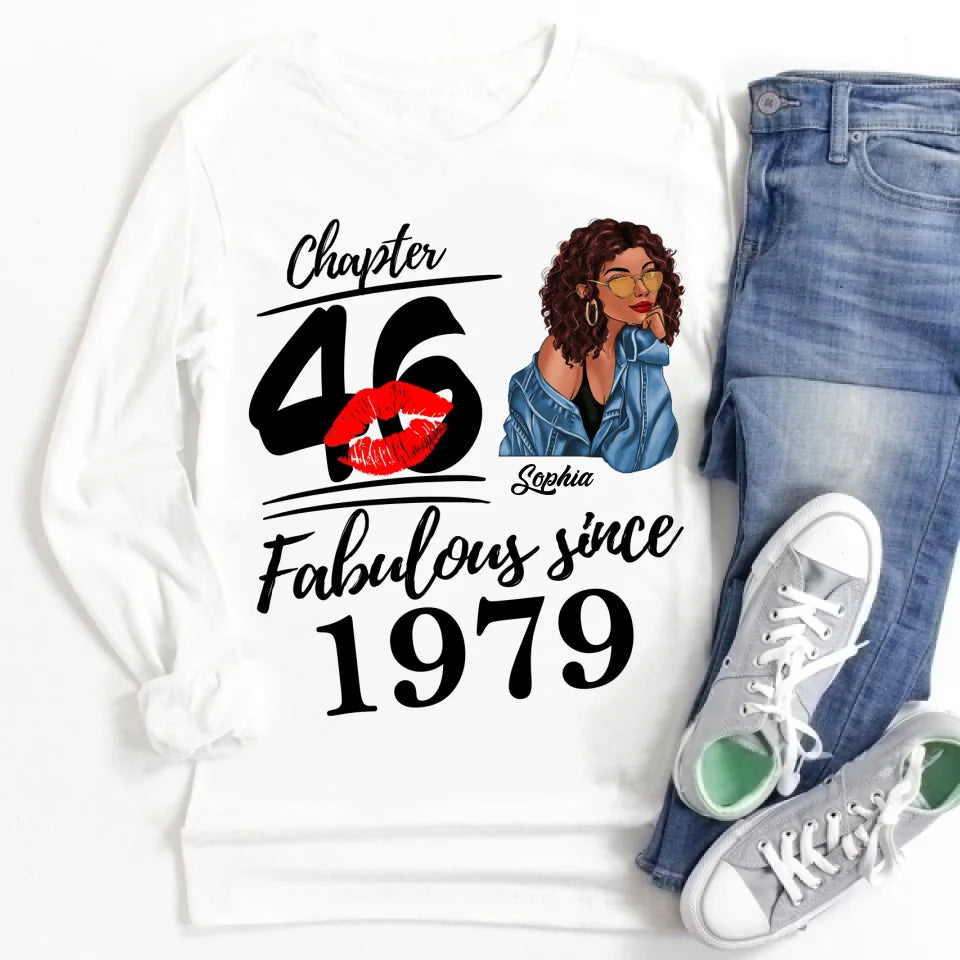 Chapter 46, Fabulous Since 1979 46th Birthday Unique T Shirt For Woman, Custom Birthday Shirt, Her Gifts For 46 Years Old , Turning 46 Birthday Cotton Shirt