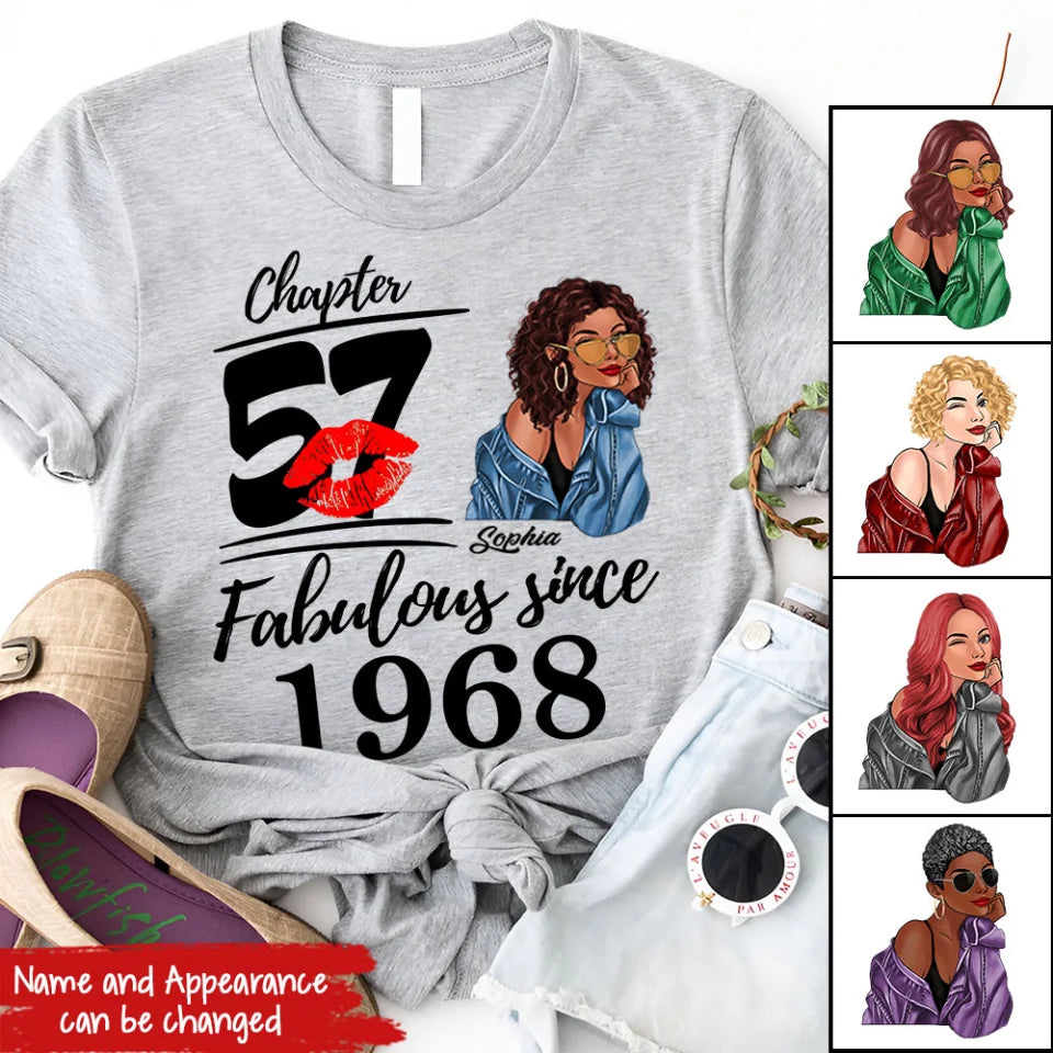 Chapter 57, Fabulous Since 1968 57th Birthday Unique T Shirt For Woman, Custom Birthday Shirt, Her Gifts For 57 Years Old , Turning 57 Birthday Cotton Shirt