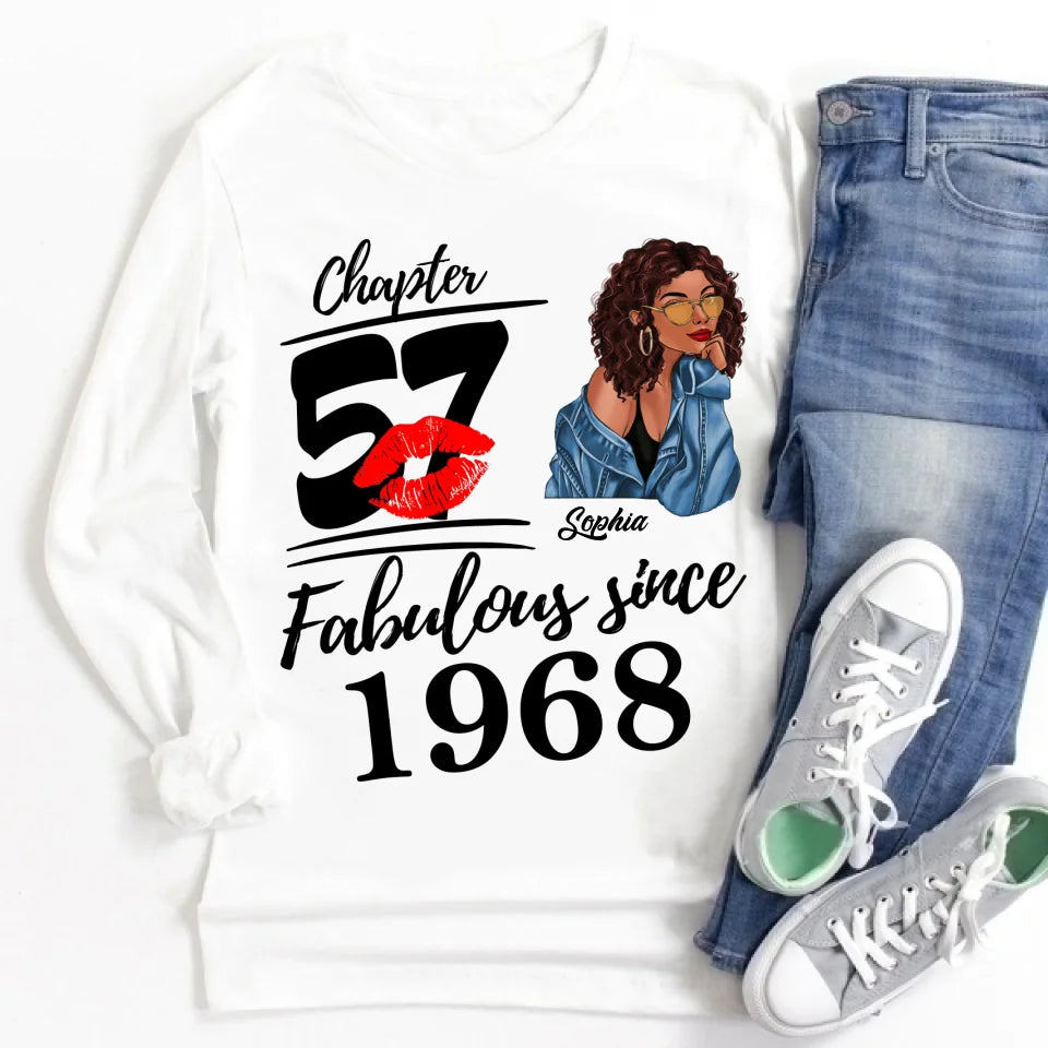 Chapter 57, Fabulous Since 1968 57th Birthday Unique T Shirt For Woman, Custom Birthday Shirt, Her Gifts For 57 Years Old , Turning 57 Birthday Cotton Shirt
