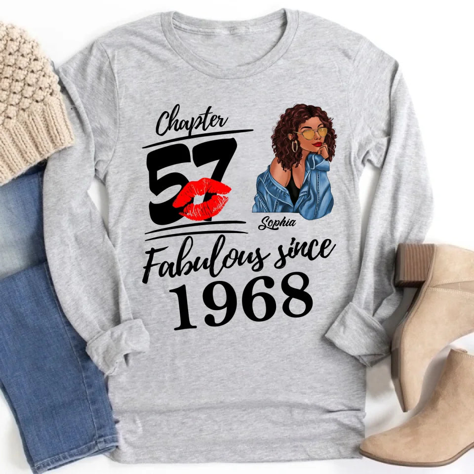 Chapter 57, Fabulous Since 1968 57th Birthday Unique T Shirt For Woman, Custom Birthday Shirt, Her Gifts For 57 Years Old , Turning 57 Birthday Cotton Shirt