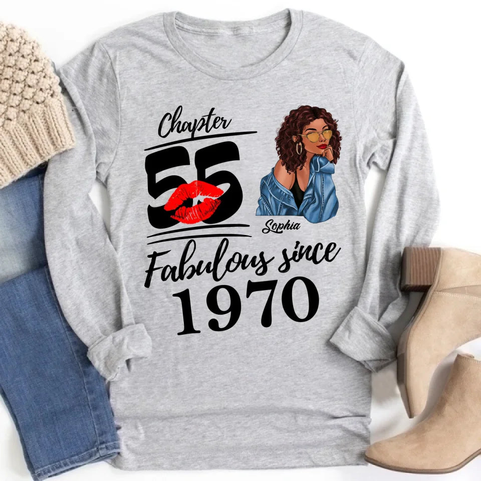 Chapter 55, Fabulous Since 1970 55th Birthday Unique T Shirt For Woman, Custom Birthday Shirt, Her Gifts For 55 Years Old , Turning 55 Birthday Cotton Shirt