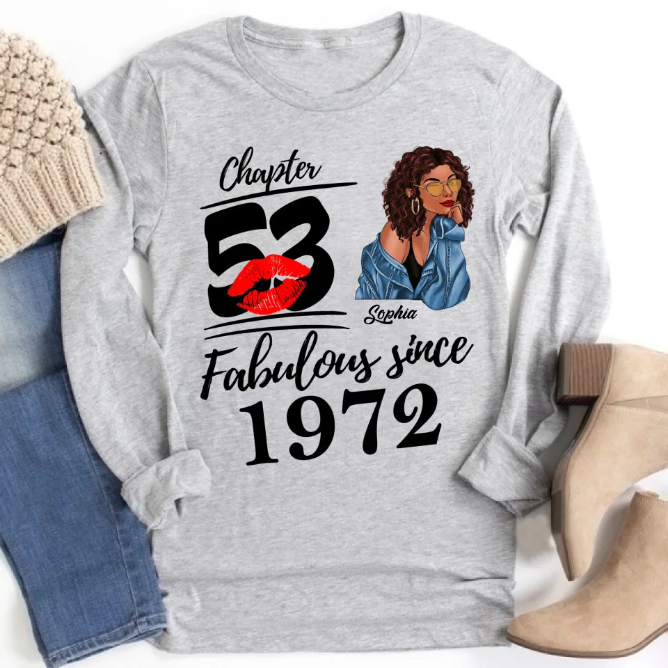 Chapter 53, Fabulous Since 1972 53rd Birthday Unique T Shirt For Woman, Custom Birthday Shirt, Her Gifts For 53 Years Old , Turning 53 Birthday Cotton Shirt