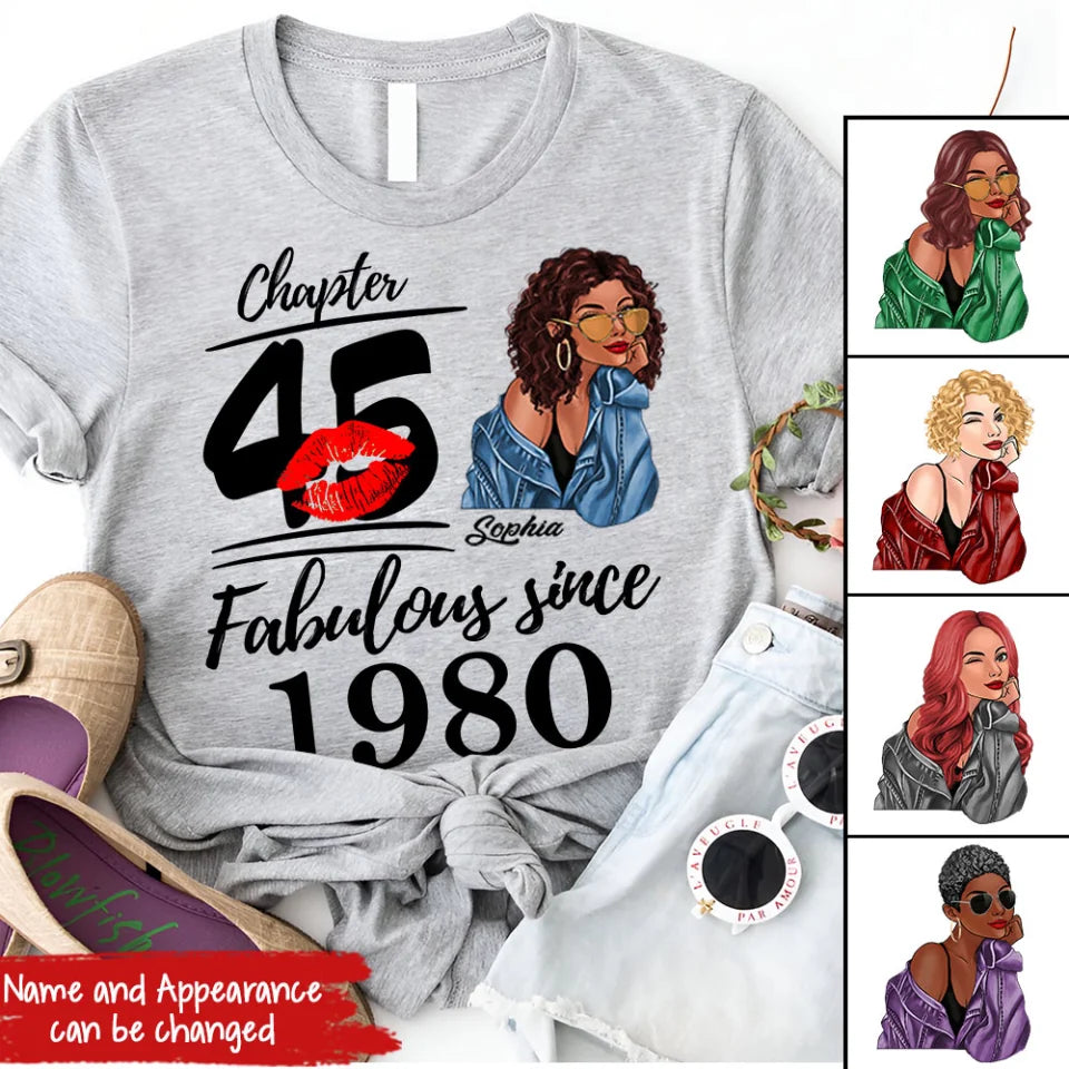 45th Birthday Shirts, Custom Birthday Shirts, Turning 45 Shirt, Gifts For Women Turning 45, 45 And Fabulous Shirt, 1980 Shirt, 45th Birthday Shirts For Her, It's My 45 Birthday