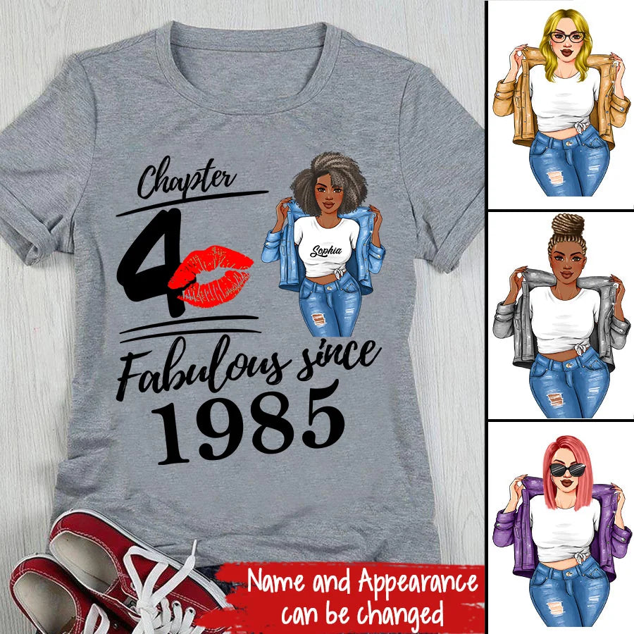 Chapter 40, Fabulous Since 1986 40th Birthday Unique T Shirt For Woman, Custom Birthday Shirt, Her Gifts For 40 Years Old , Turning 40 Birthday Cotton Shirt