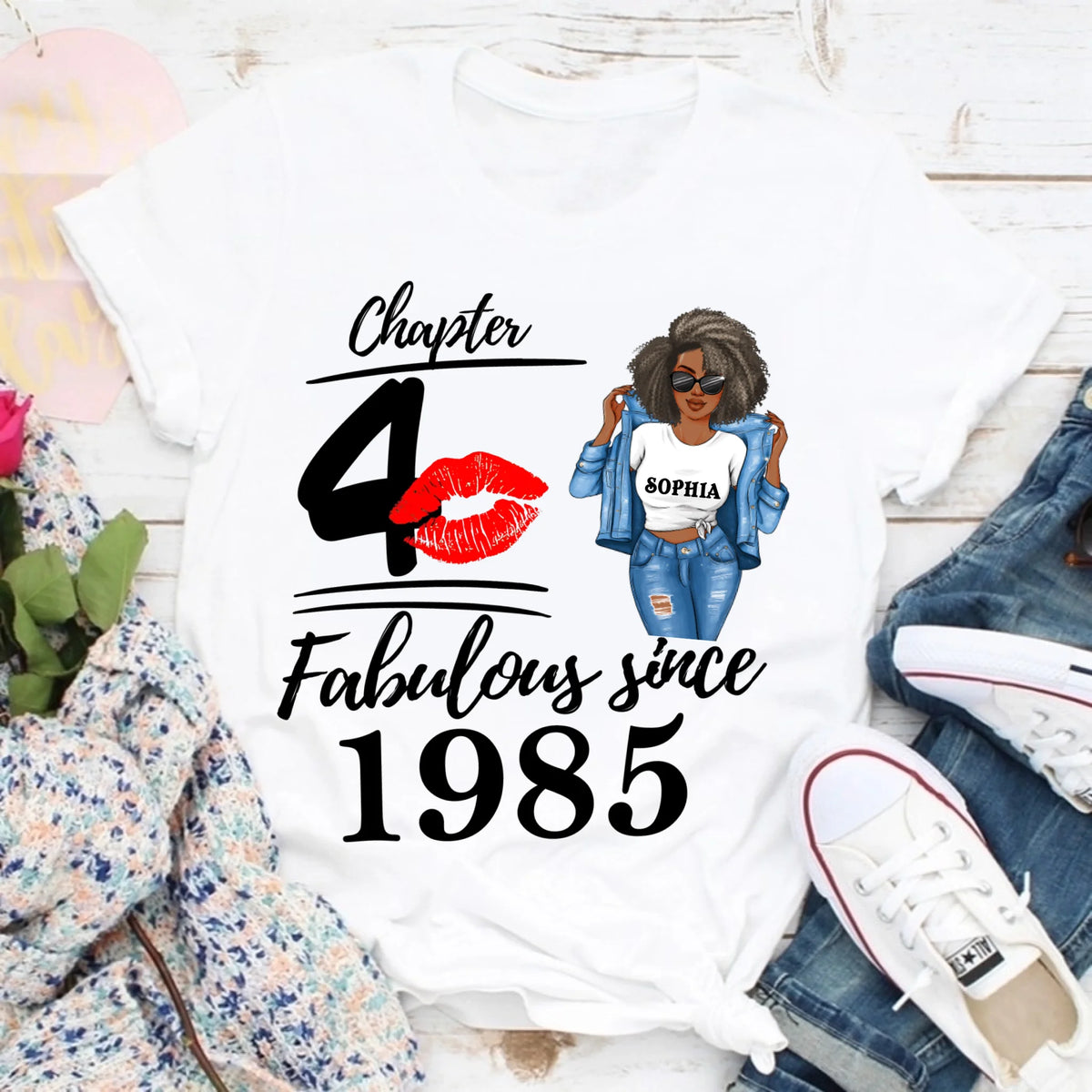 Chapter 40, Fabulous Since 1985 40th Birthday Unique T Shirt For Woman, Custom Birthday Shirt, Her Gifts For 40 Years Old , Turning 40 Birthday Cotton Shirt