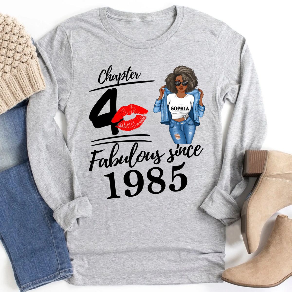 Chapter 40, Fabulous Since 1985 40th Birthday Unique T Shirt For Woman, Custom Birthday Shirt, Her Gifts For 40 Years Old , Turning 40 Birthday Cotton Shirt