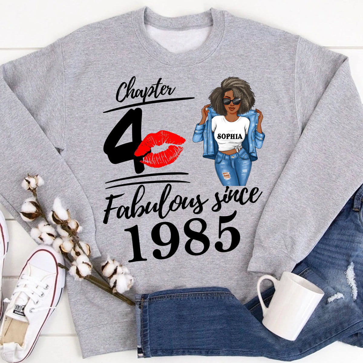 Chapter 40, Fabulous Since 1985 40th Birthday Unique T Shirt For Woman, Custom Birthday Shirt, Her Gifts For 40 Years Old , Turning 40 Birthday Cotton Shirt