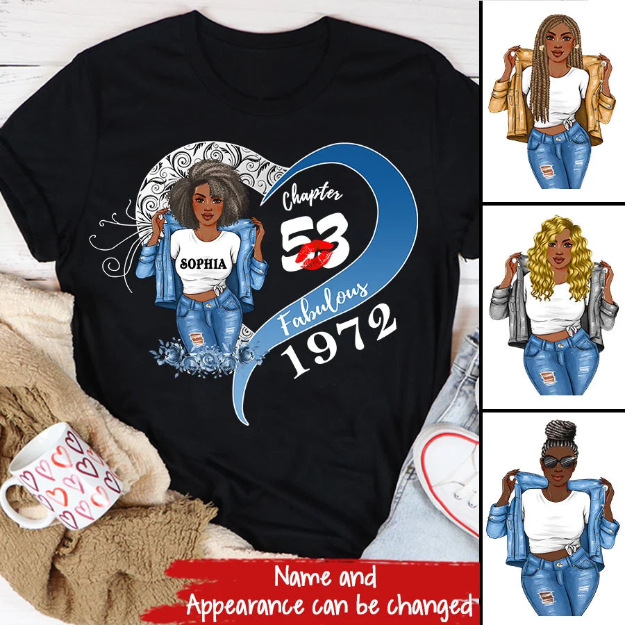 53rd Birthday Shirts, Custom Birthday Shirts, Turning 53 Shirt, Gifts For Women Turning 53, 53 And Fabulous Shirt, 1972 Shirt, 53rd Birthday Shirts For Her