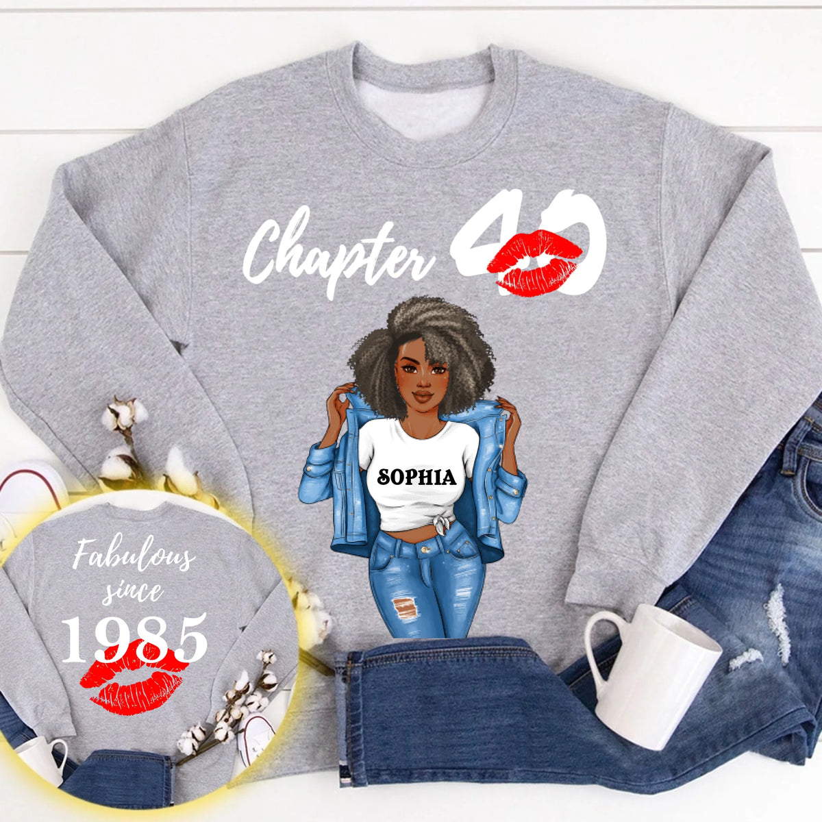 Personalized Birthday T Shirt, Chapter 40, Fabulous Since 1985 40th Birthday Unique T Shirt For Woman, Her Gifts For 40 Years Old, Turning 40 Birthday Cotton Shirt