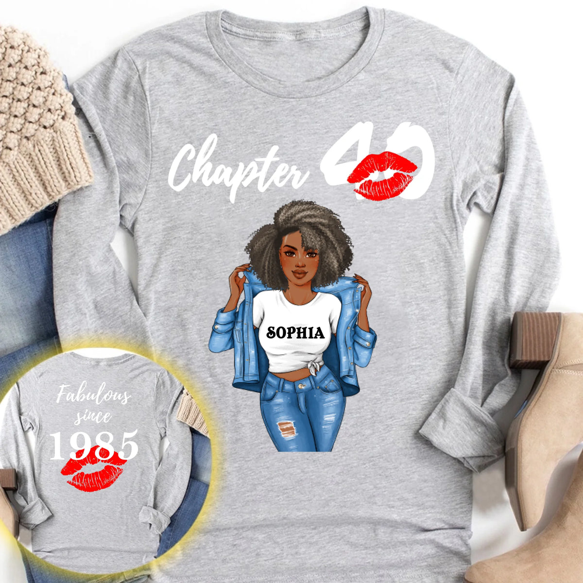 Personalized Birthday T Shirt, Chapter 40, Fabulous Since 1985 40th Birthday Unique T Shirt For Woman, Her Gifts For 40 Years Old, Turning 40 Birthday Cotton Shirt