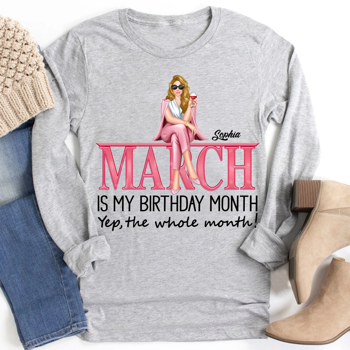 March Birthday Shirt, Custom Birthday Shirt, Queens Born In March, March Birthday Shirts For Woman, March Birthday Gifts, March Is My Birthday Month, Yep The Whole Month
-YPT-TLQ