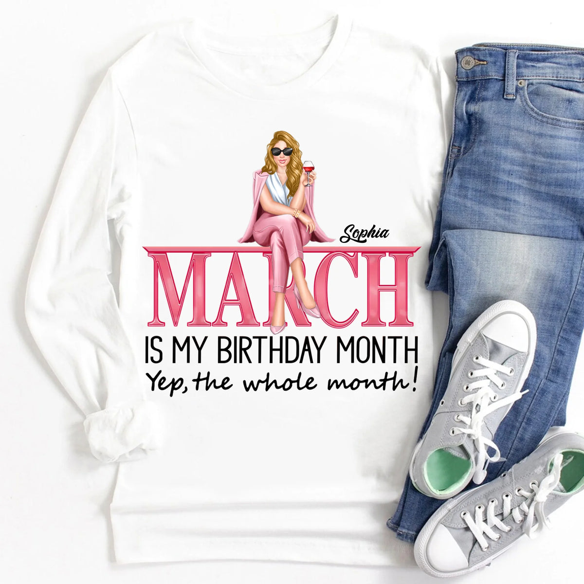 March Birthday Shirt, Custom Birthday Shirt, Queens Born In March, March Birthday Shirts For Woman, March Birthday Gifts, March Is My Birthday Month, Yep The Whole Month
-YPT-TLQ