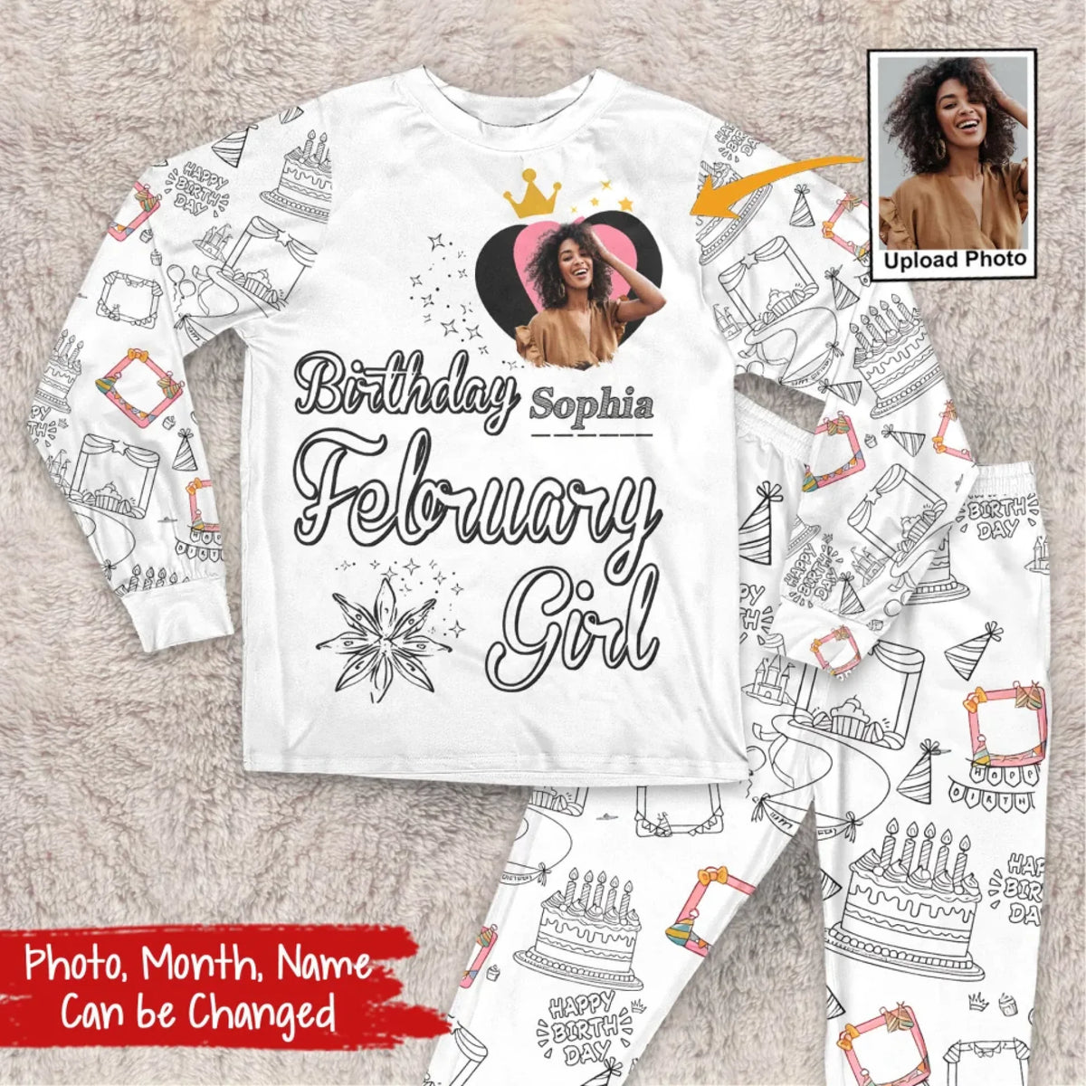 Women's Pajamas Set For February Woman, A Queen Was Born In February, Birthday Pajamas, Birthday Gifts For February Woman-YPT-HMT