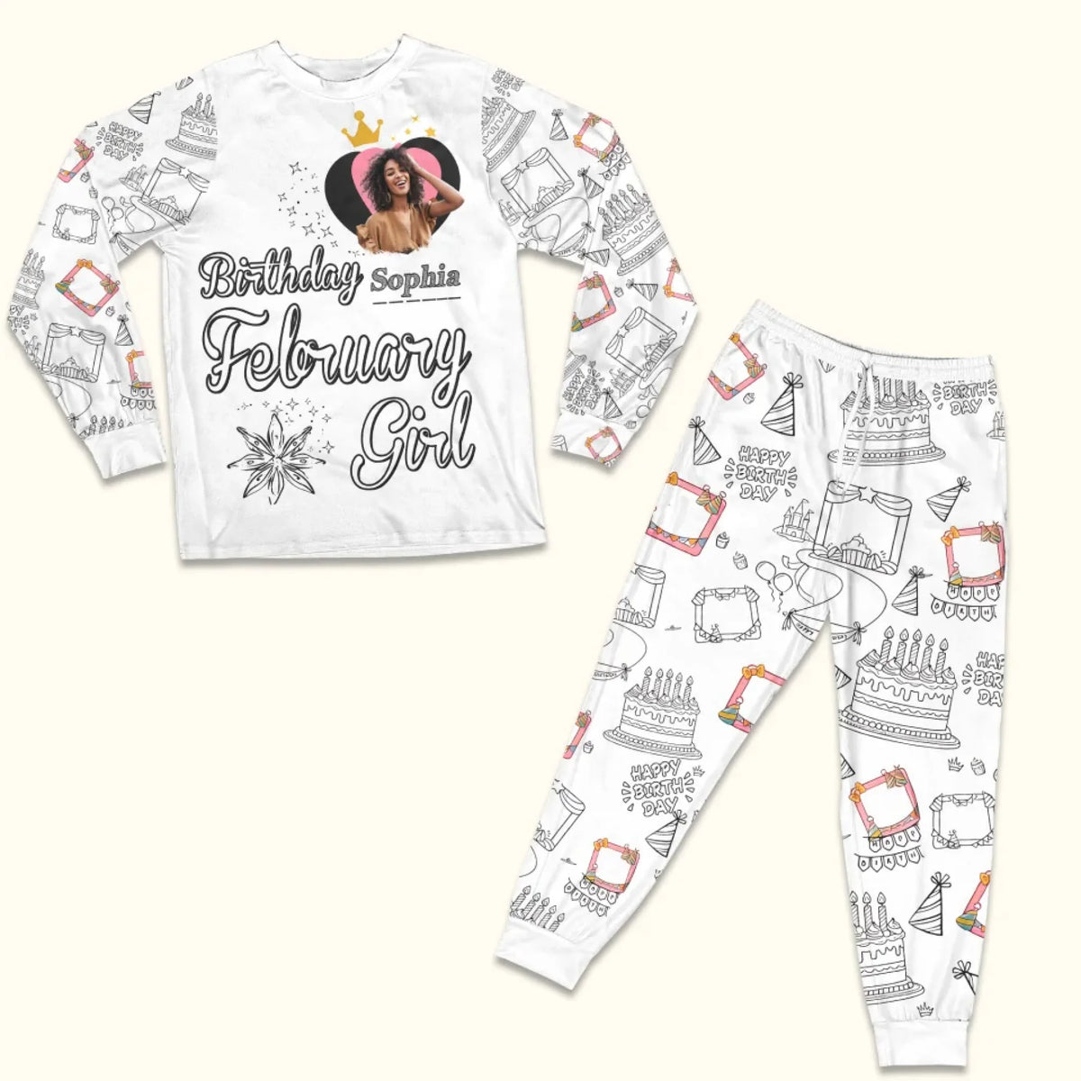 Women's Pajamas Set For February Woman, A Queen Was Born In February, Birthday Pajamas, Birthday Gifts For February Woman-YPT-HMT
